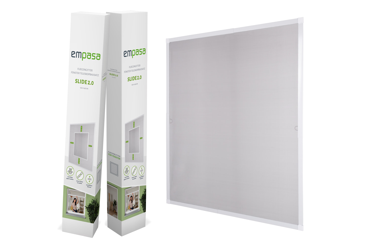 Fliegengitter Fenster Teleskopbausatz "SLIDE 2.0", 120 x 140 cm - Alurahmen Fliegengitter Fenster Teleskopbausatz "SLIDE 2.0", 120 x 140 cm - Alurahmen