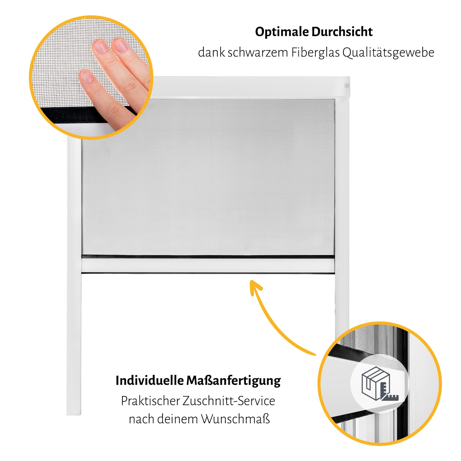 elektrisches Insektenschutzrollo Fenster "ENSEKTO", Zuschnitt - Alurahmen