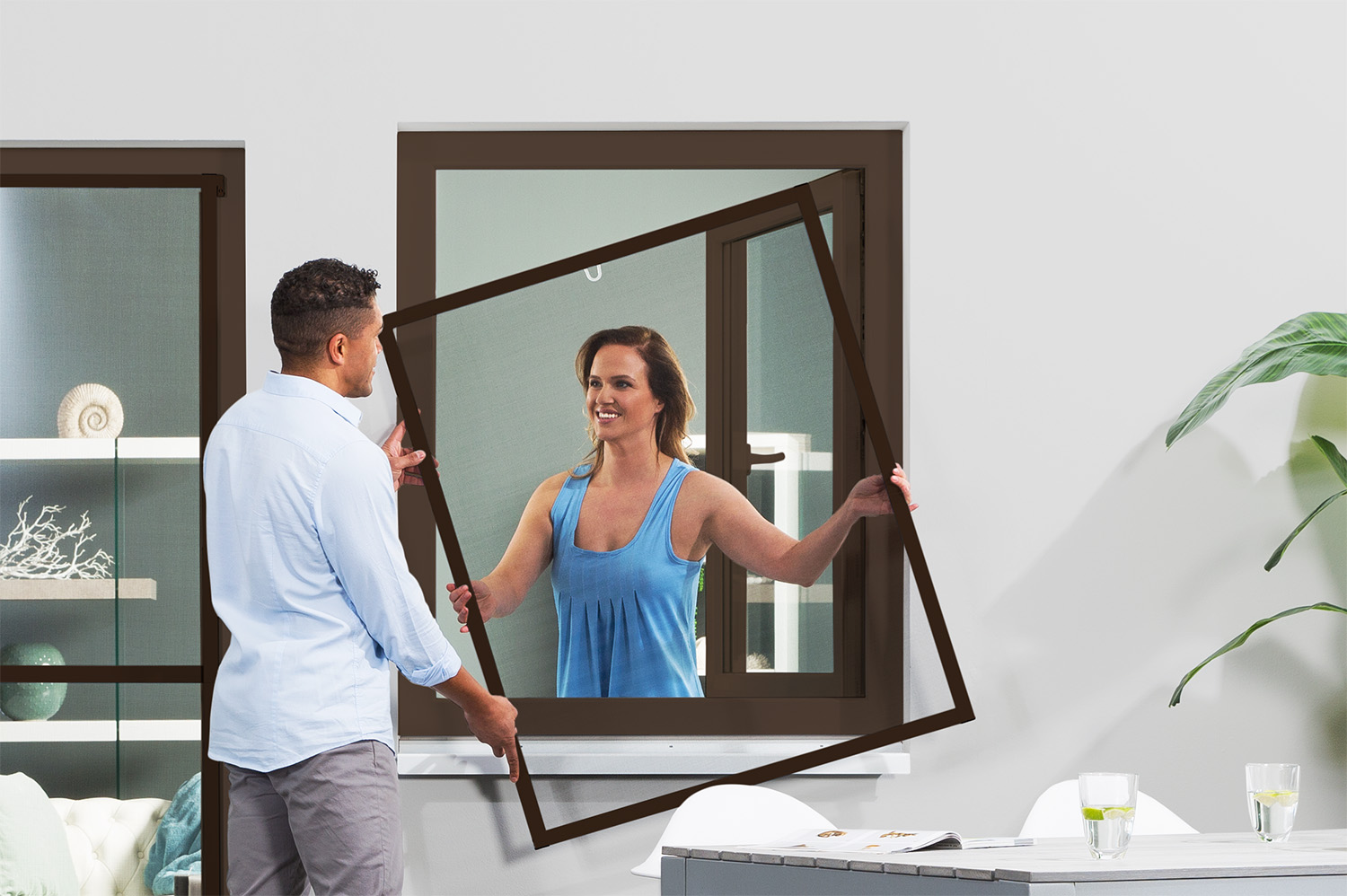 Fliegengitter Fenster "MASTER SLIM", Pollenschutz oder Filatec® Gewebe