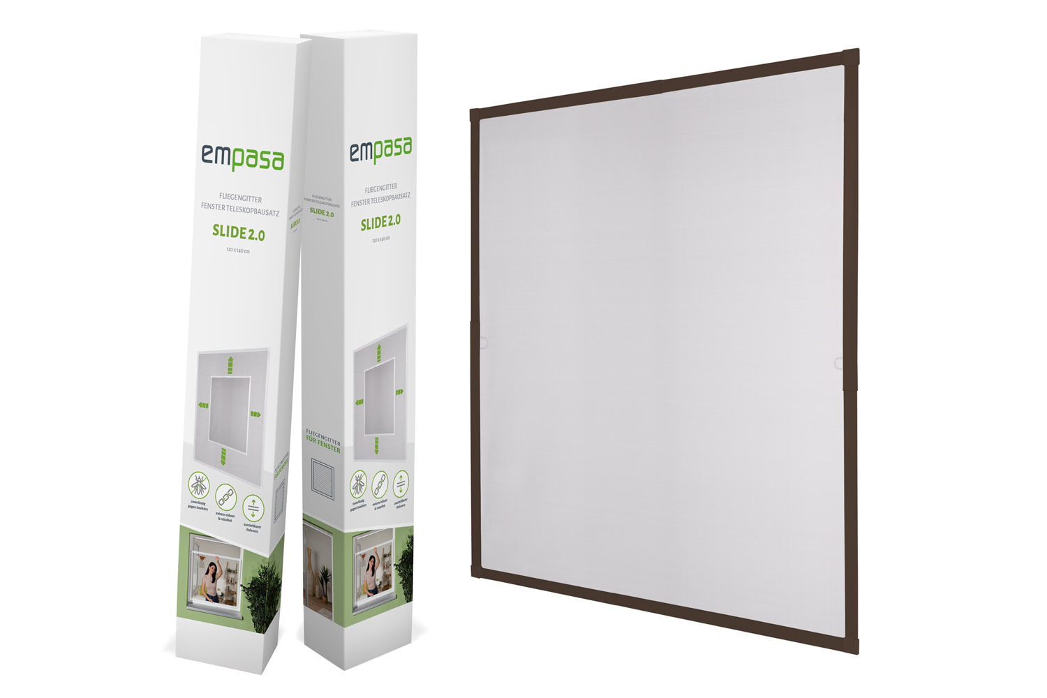 Fliegengitter Fenster Teleskopbausatz "SLIDE 2.0", 120 x 140 cm - Alurahmen