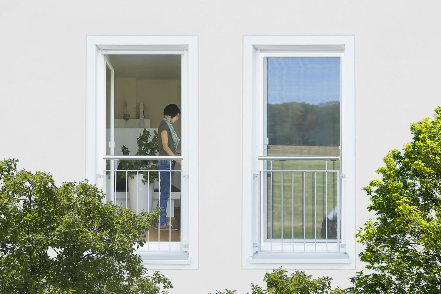 Fliegengitter Fenster "FLEX", flächenversetzte Fenster - Alurahmen - Zuschnitt
