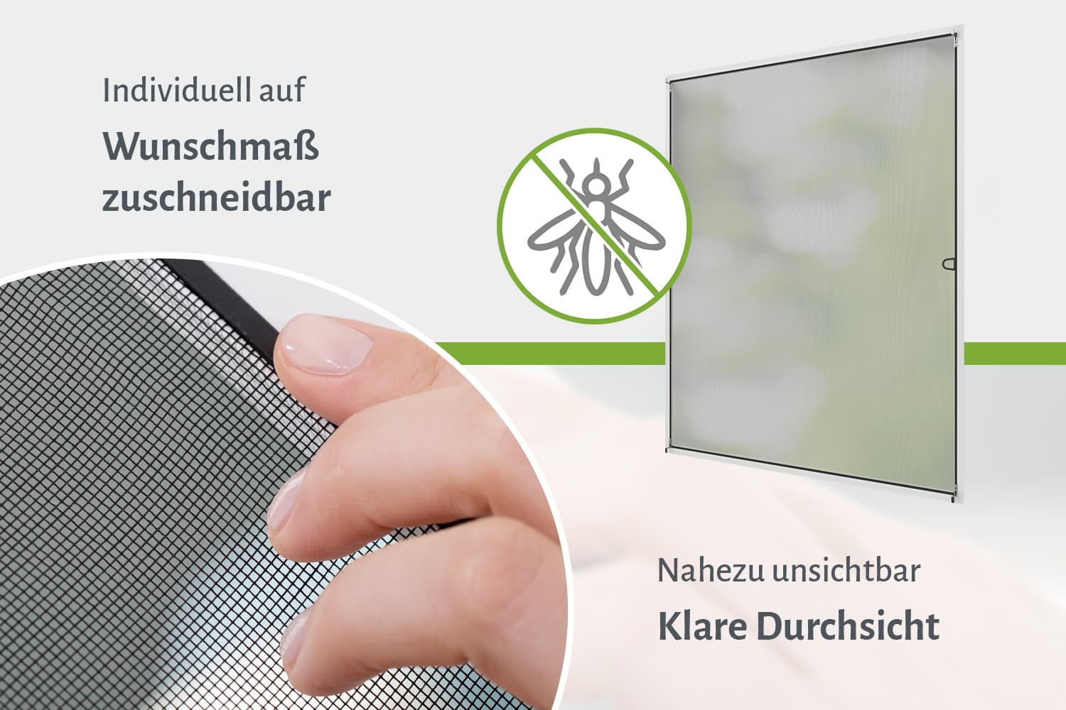 Fliegengitter Fenster "START", Zuschnitt - Alurahmen