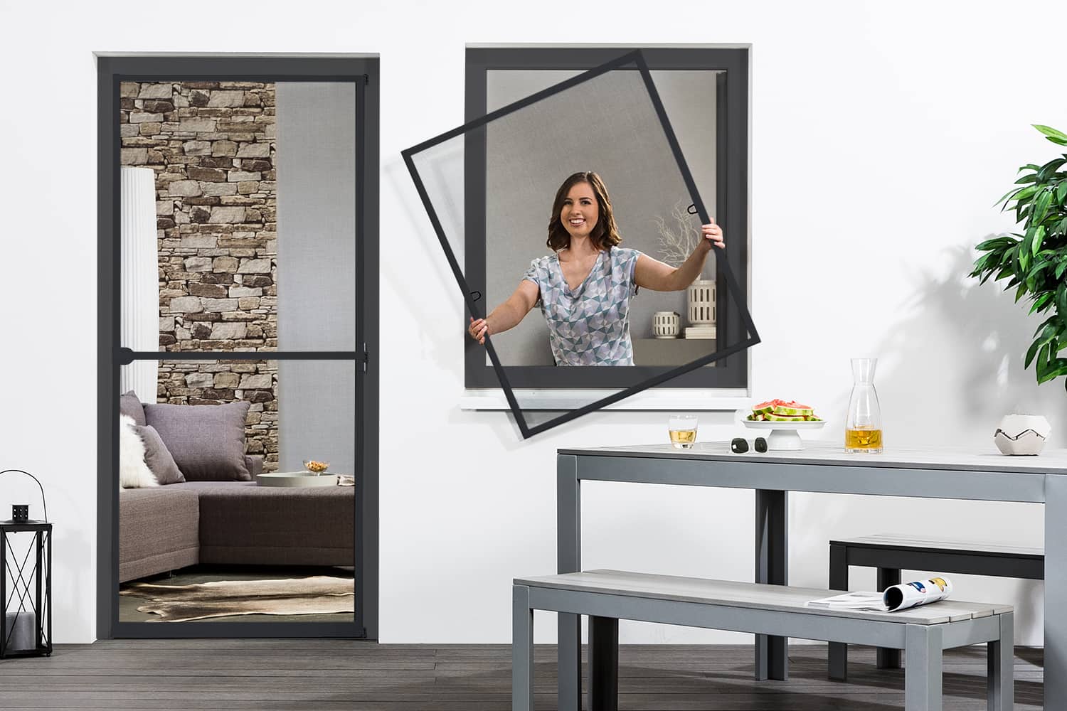 Fliegengitter Fenster "START", Alurahmen - 130 x 150 cm - SET