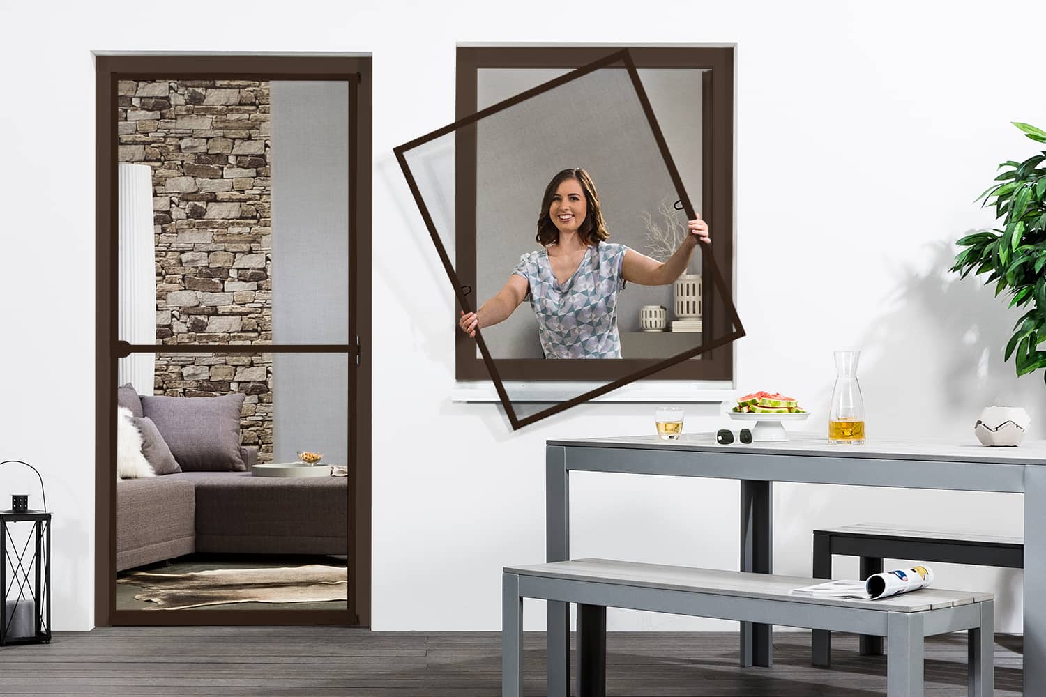 Fliegengitter Fenster "START", Alurahmen - 120 x 140 cm - SET