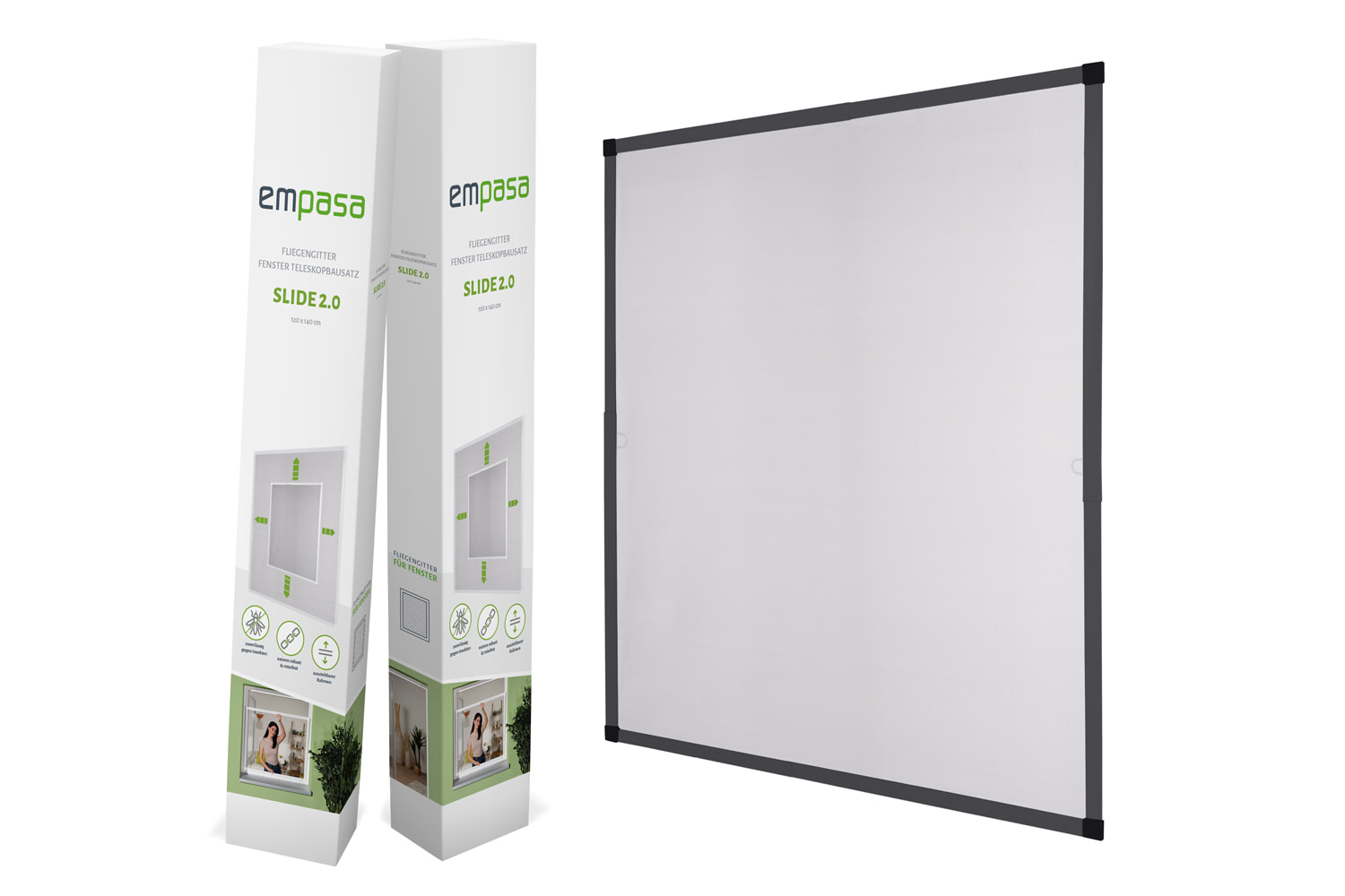 Fliegengitter Fenster Teleskopbausatz "SLIDE 2.0", 120 x 140 cm - Alurahmen Fliegengitter Fenster Teleskopbausatz "SLIDE 2.0", 120 x 140 cm - Alurahmen
