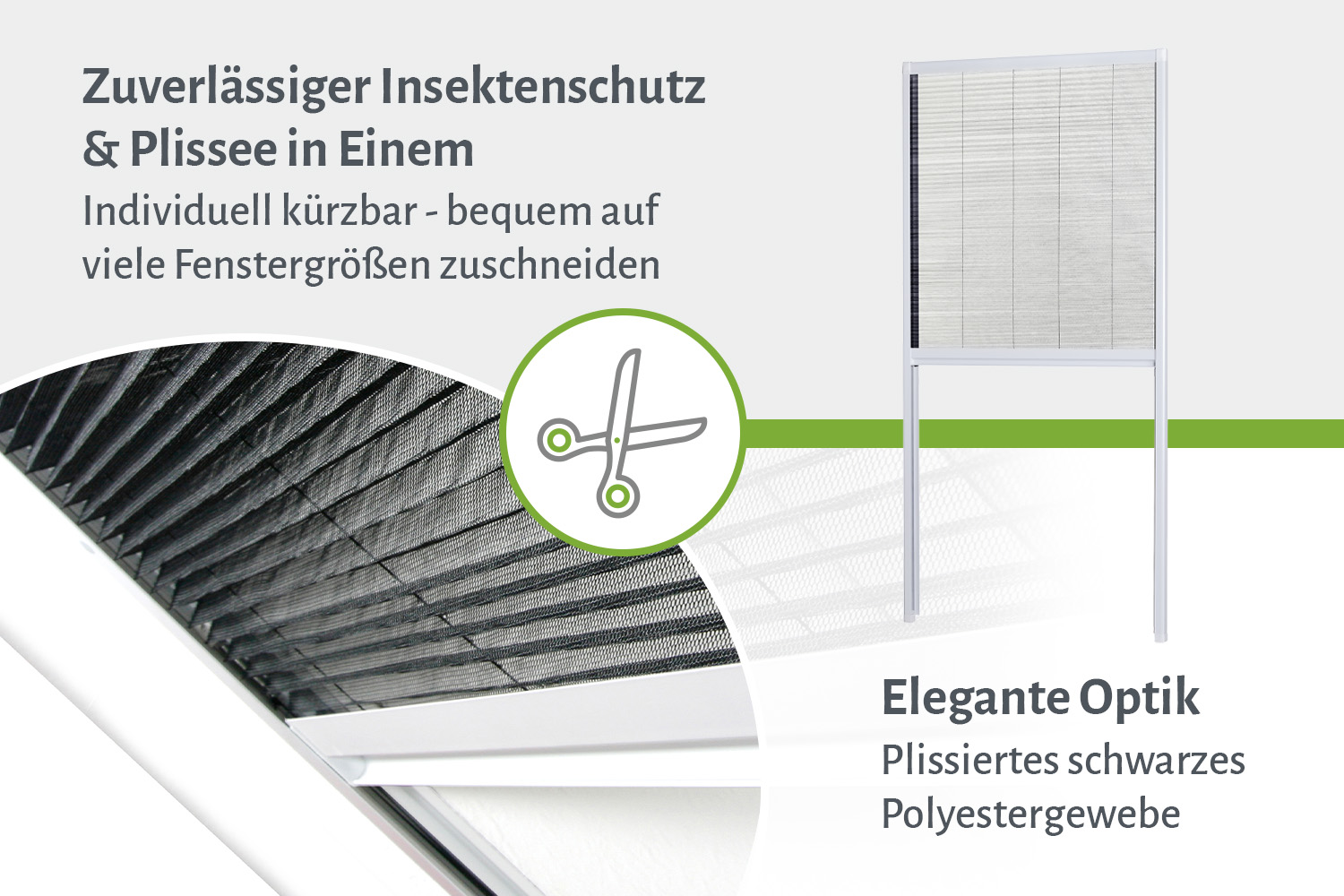 Insektenschutz Dachfenster Plissee "MASTER", Zuschnitt - Alurahmen