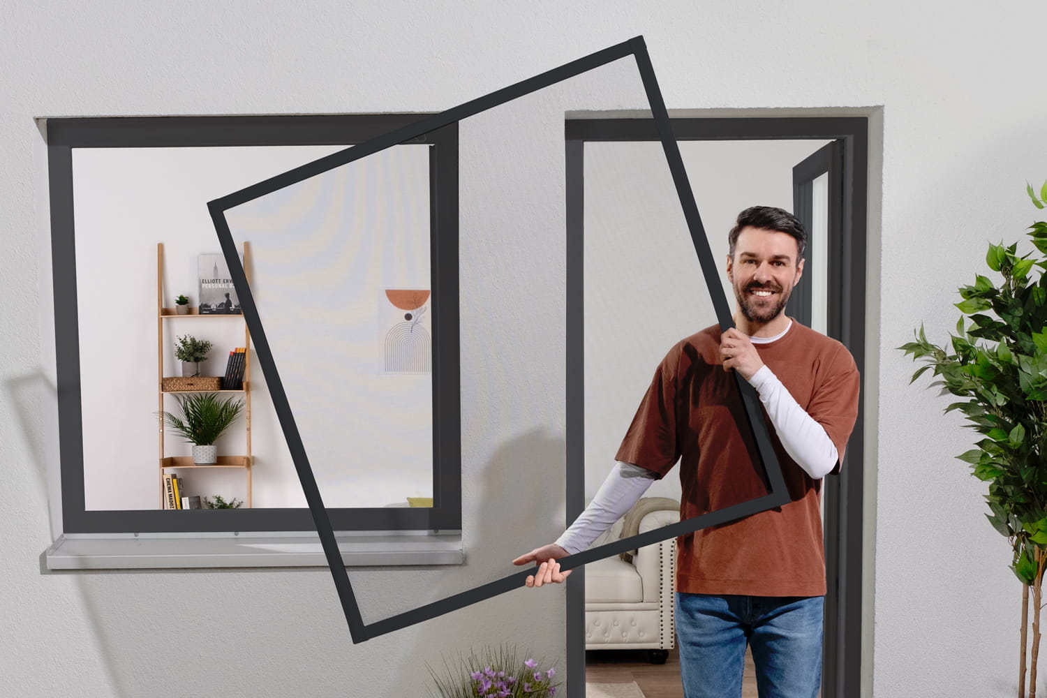 Fliegengitter Fenster "SLIM", Matte Optik - Alurahmen