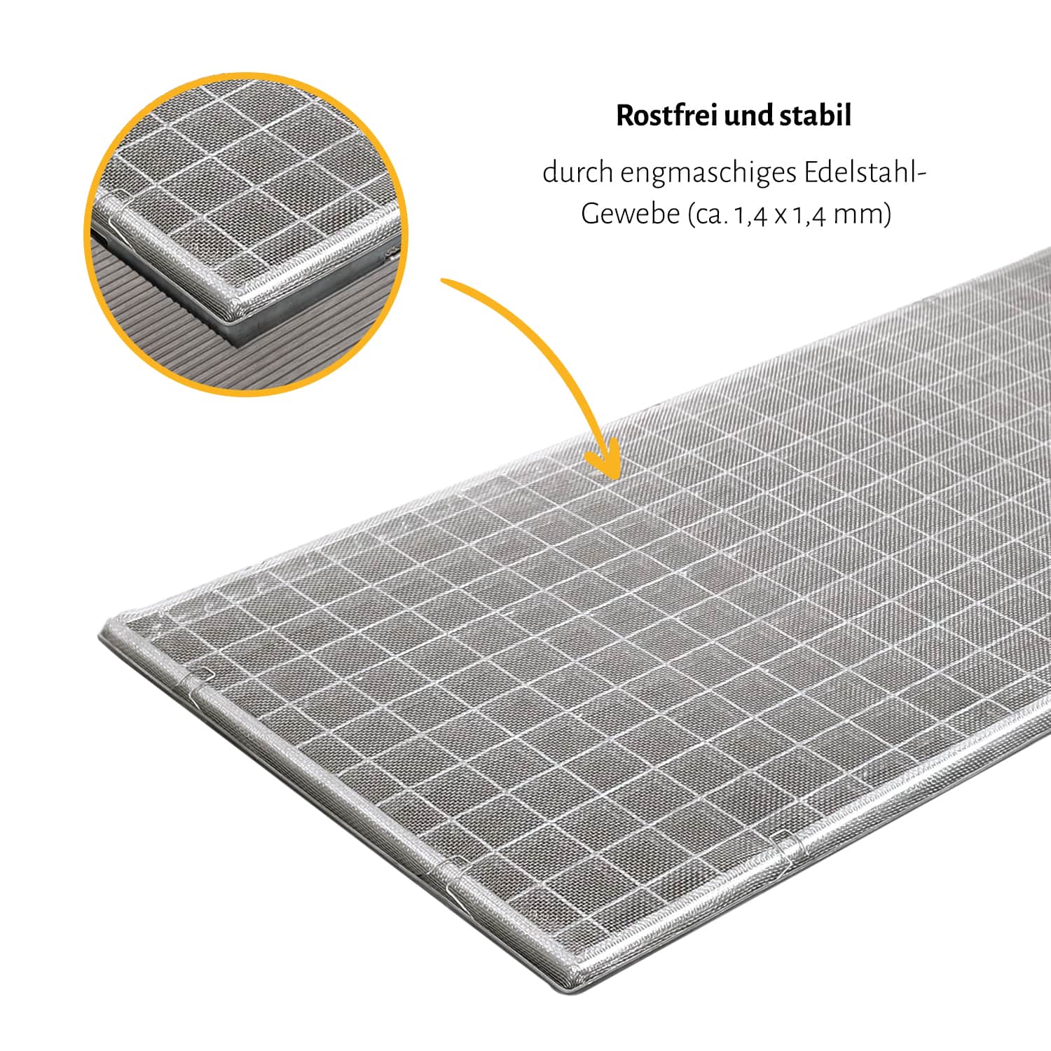 Lichtschachtabdeckung "STANDARD", ohne Rahmen - Aluminium oder Edelstahl Gewebe