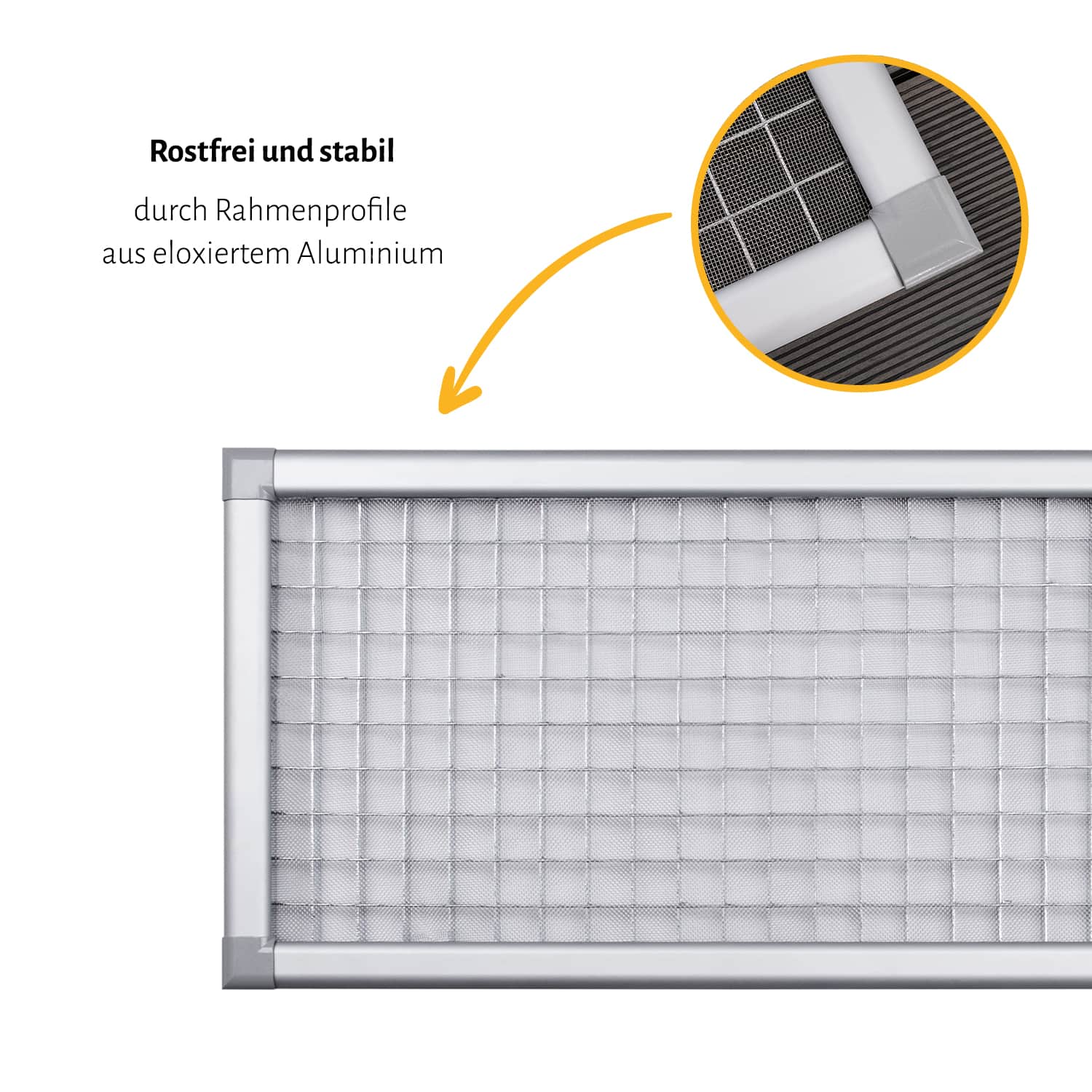 Lichtschachtabdeckung "MASTER", silber eloxierter Rahmen - Edelstahl Gewebe